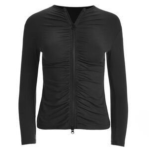 LeSwim Ruched Rashie Size 4 Black Long Sleeve Rash Guard UPF 50+ NWT NEW Le Swim